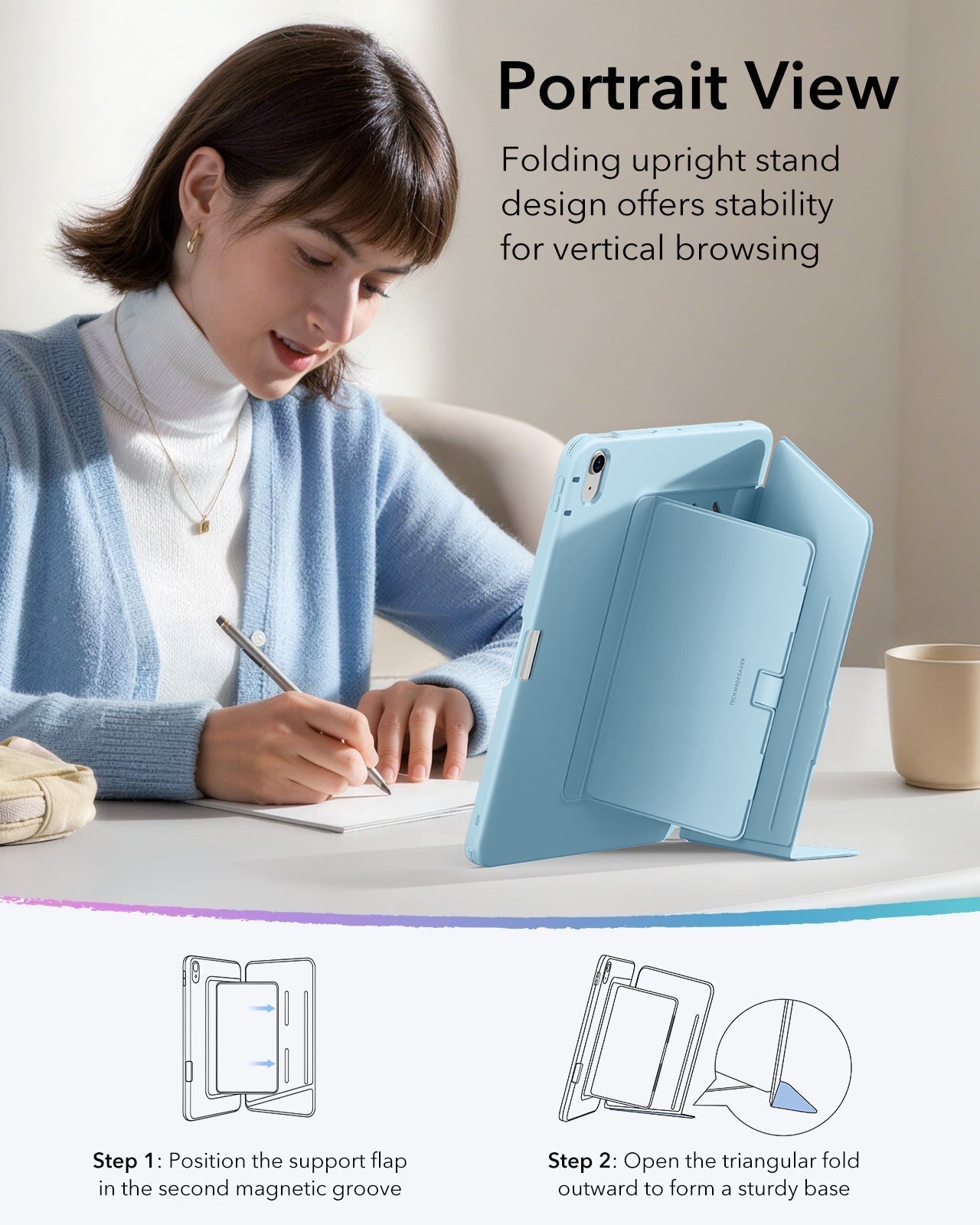 iPad Air 11" (M4) 2026 Flip Magnetic Case with Pencil Holder - Sky Blue ESR ESR
