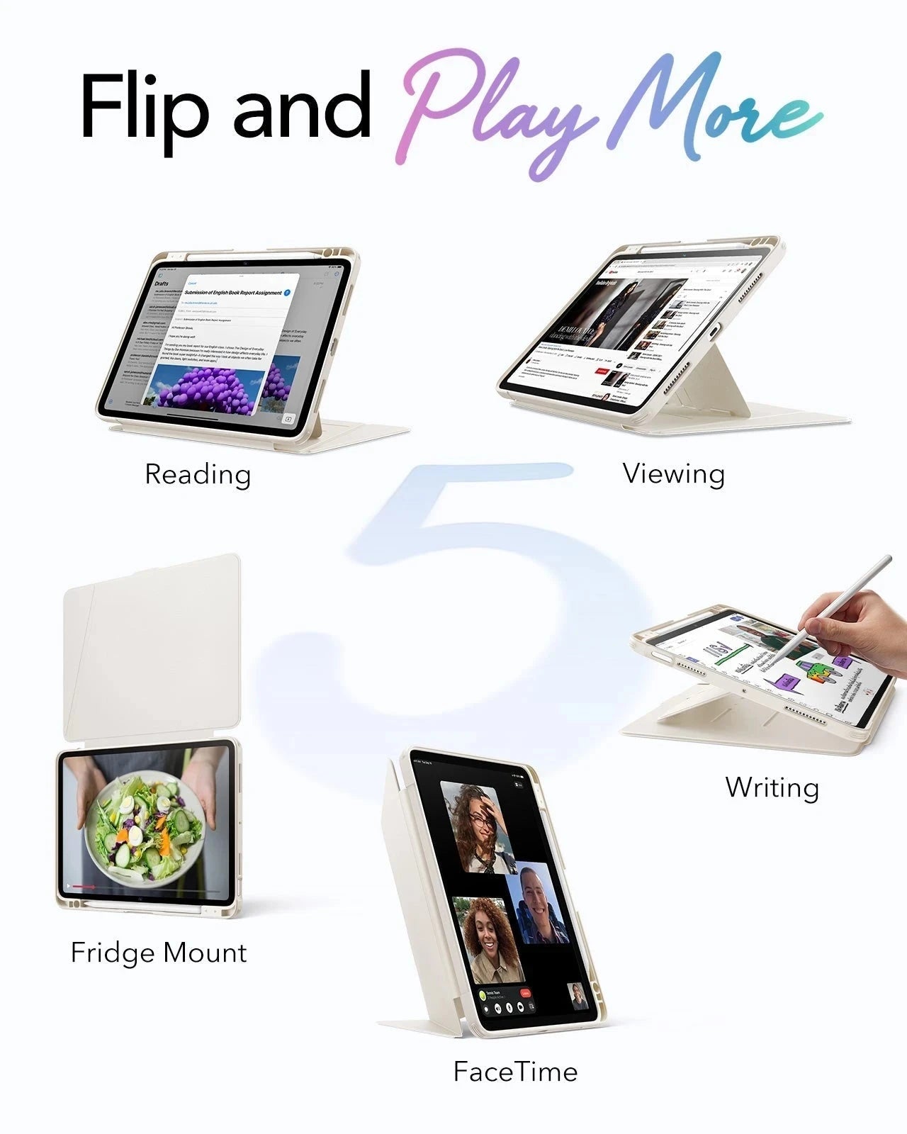 iPad Air 11" (M4) 2026 Flip Magnetic Case with Pencil Holder - Starlight ESR ESR
