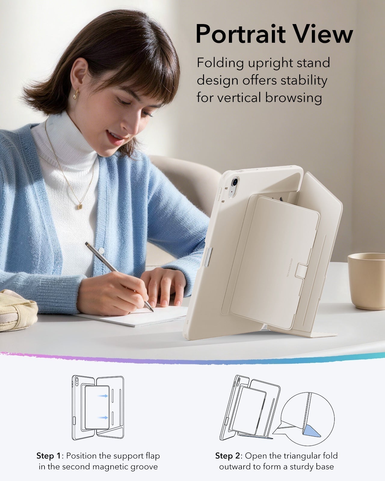 iPad Air 11" (M4) 2026 Flip Magnetic Case with Pencil Holder - Starlight ESR ESR