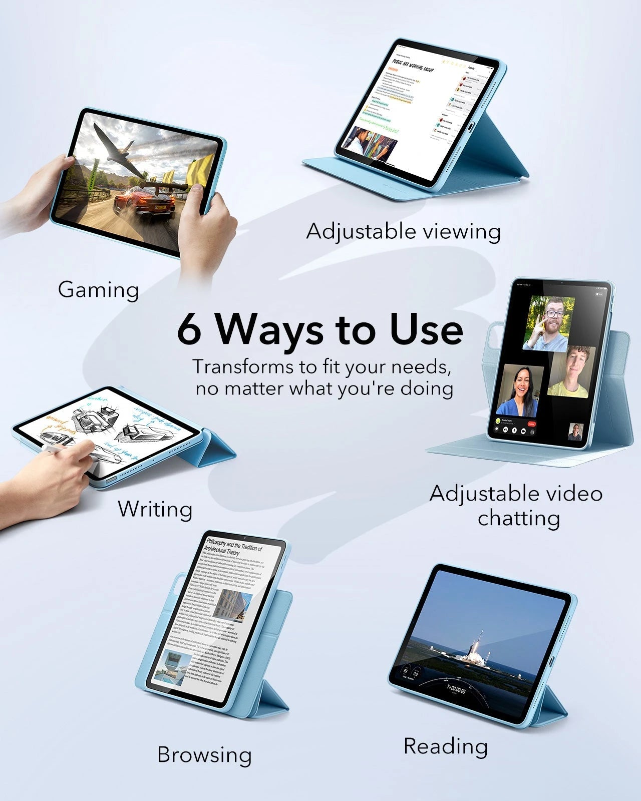 iPad Air 11" (M4) 2026 Rebound Hybrid Case 360 - Sky Blue ESR ESR