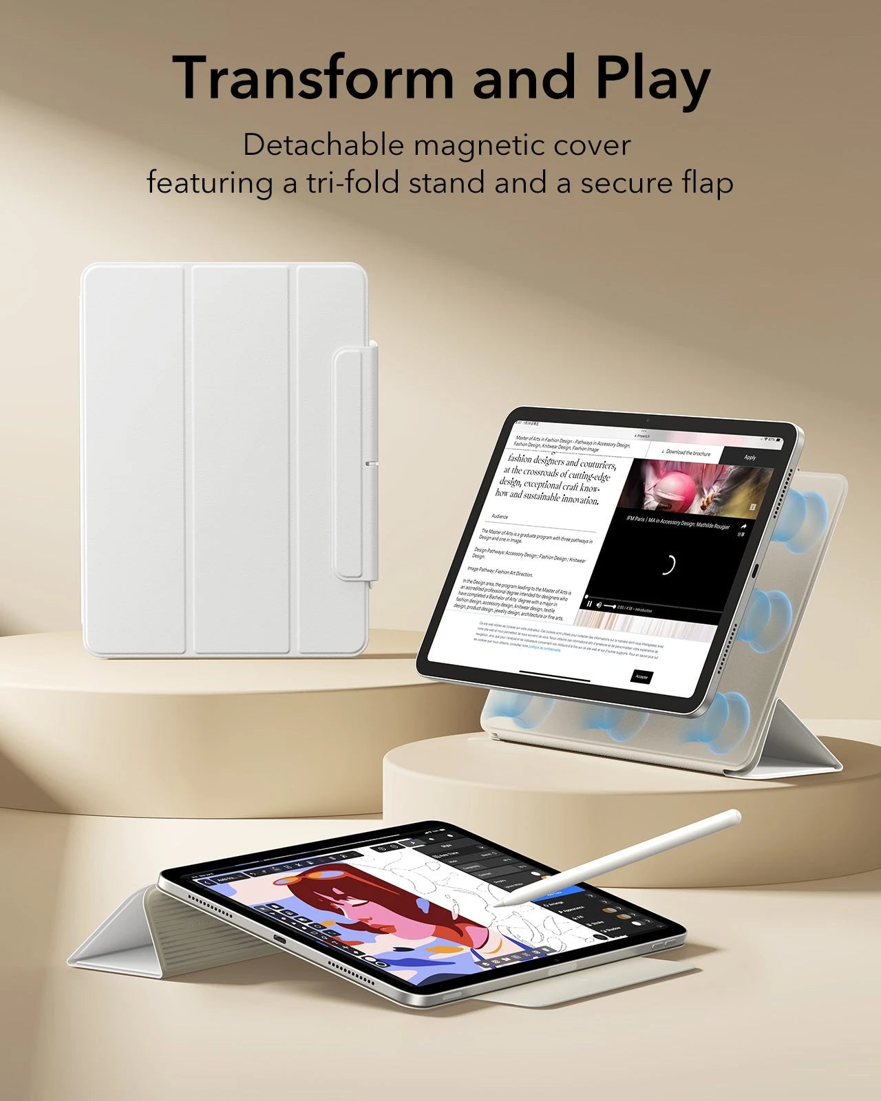 iPad Air 11" (M4) 2026 Rebound Magnetic Case - Brilliant White ESR ESR