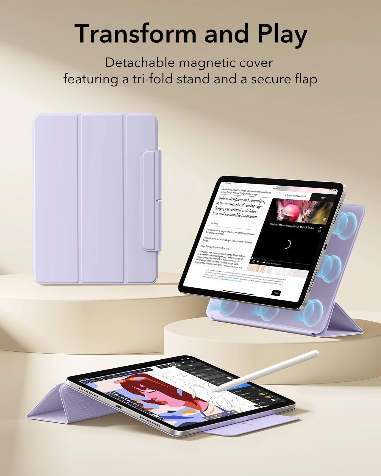 iPad Air 11" (M4) 2026 Rebound Magnetic Case - Light Purple ESR ESR