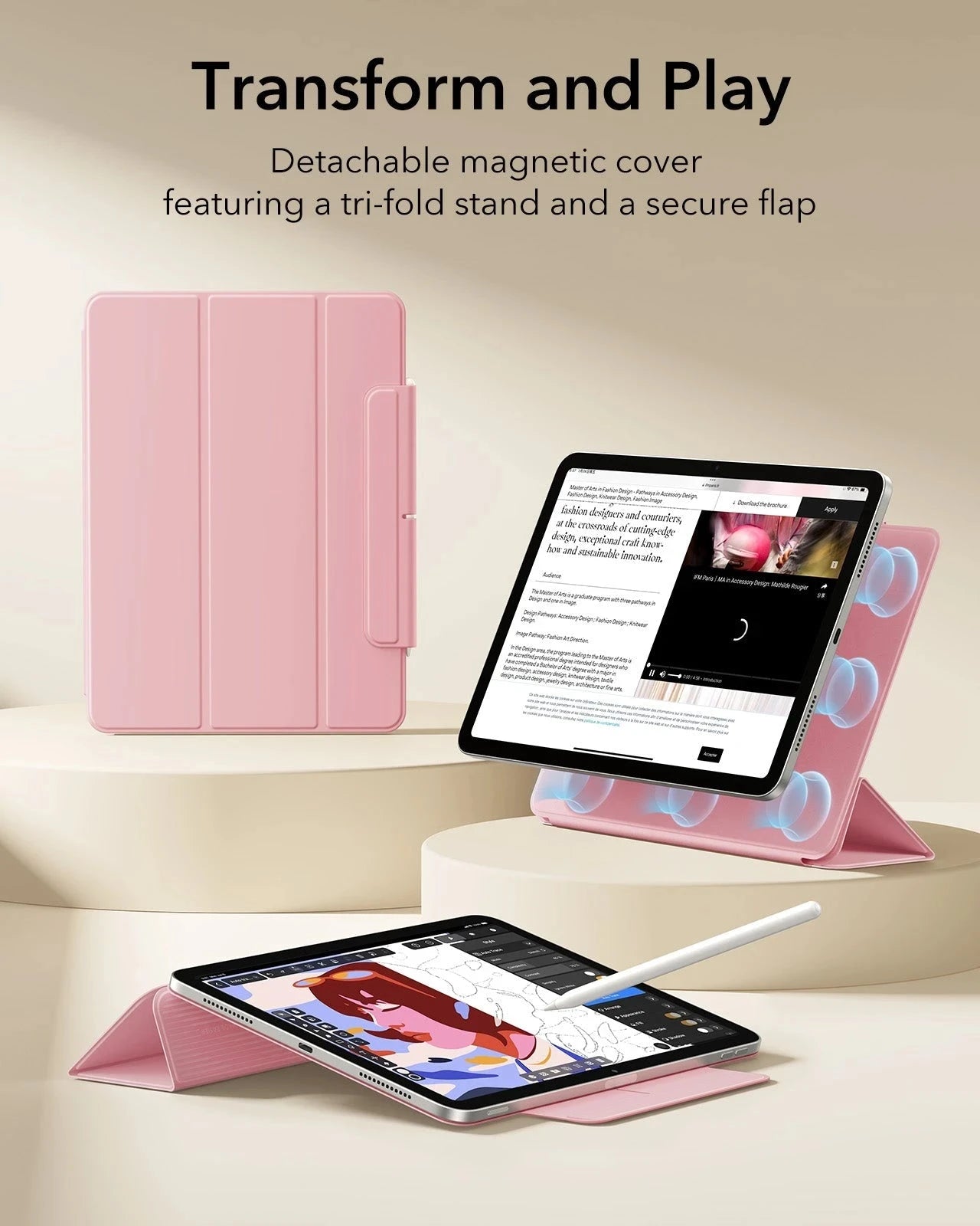 iPad Air 11" (M4) 2026 Rebound Magnetic Case - Pink ESR ESR