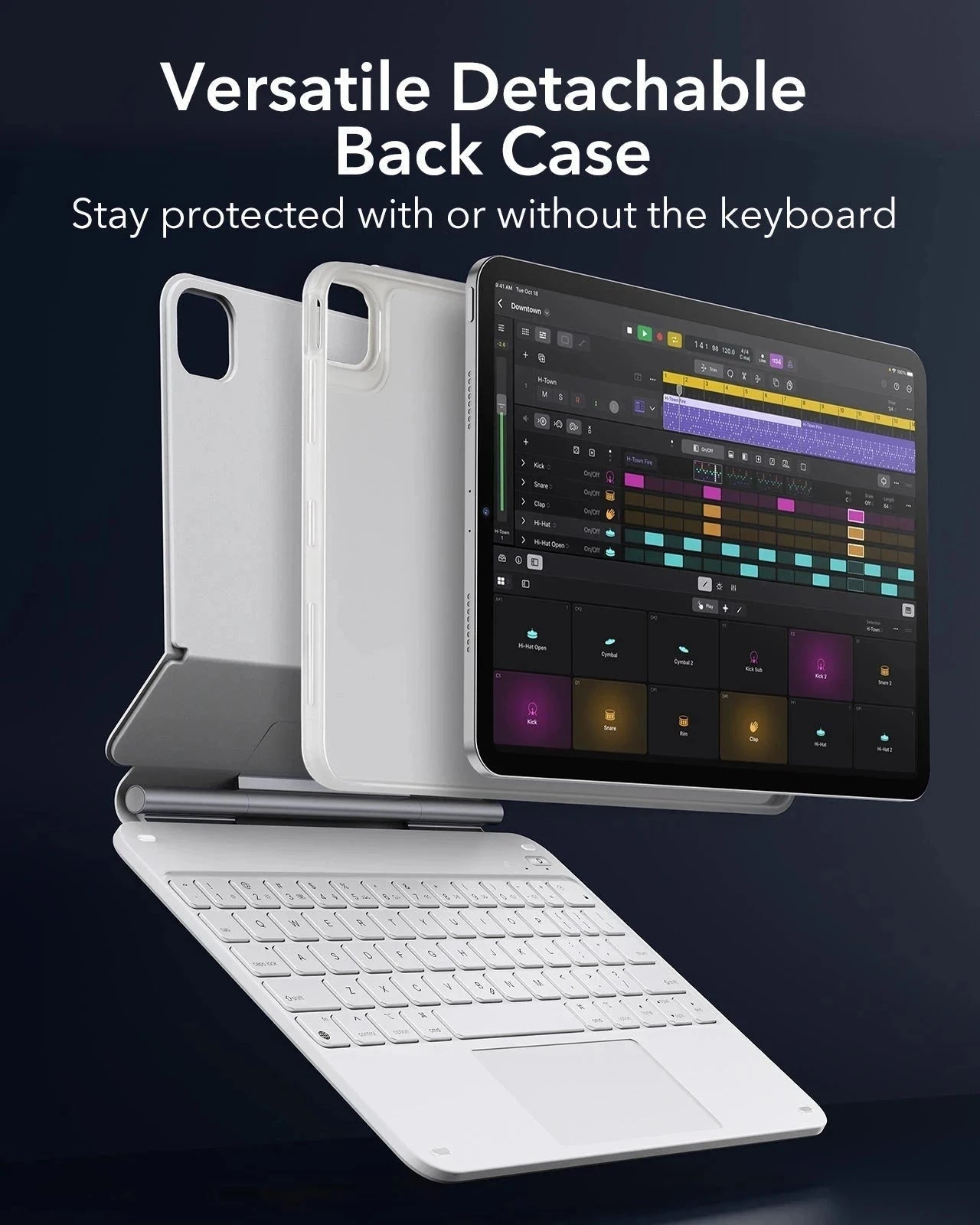 White iPad Air 11-inch (M4) 2026 Rebound Magnetic Folio Keyboard Case | ESR 360