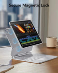 White iPad Air 11-inch (M4) 2026 Rebound Magnetic Folio Keyboard Case | ESR 360-Secure magnetic lock