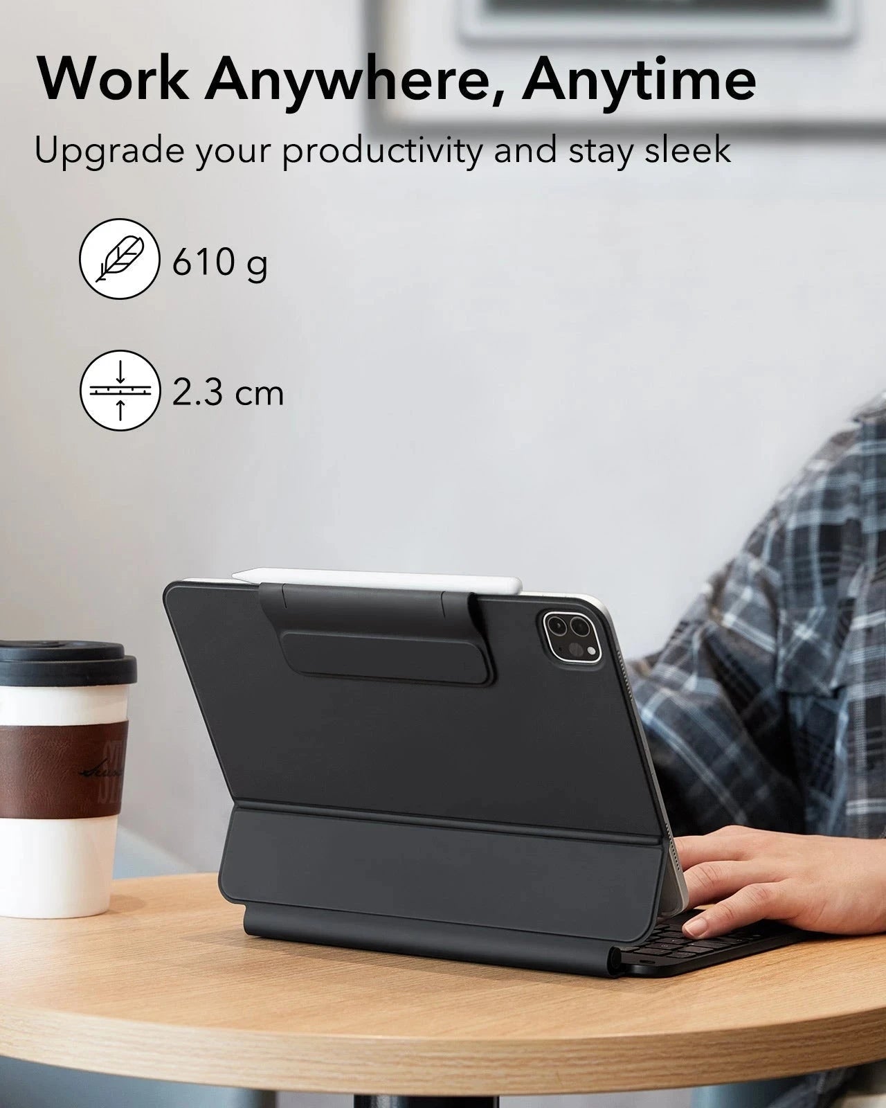 Black Rebound iPad Air 11-inch (M4) 2026 Magnetic Folio Keyboard Case