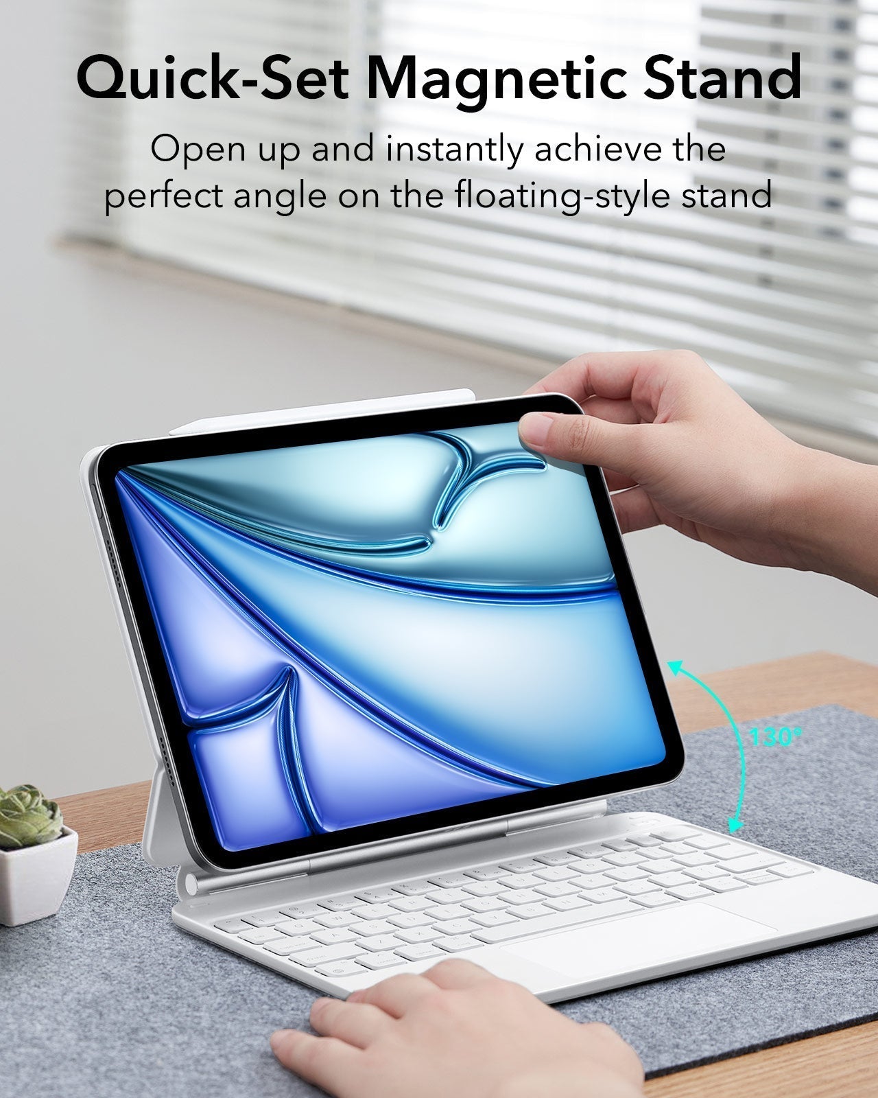 iPad Air 11” (M4) 2026 Rebound Magnetic Keyboard Case-Quick set magnetic stand