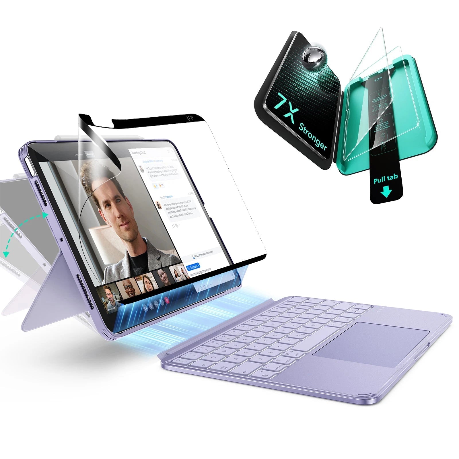 Purple iPad Air 11" (M4) 2026 Bundle Rebound Magnetic Keyboard Case 360, Armorite & Paper-Feel Screen Protectors