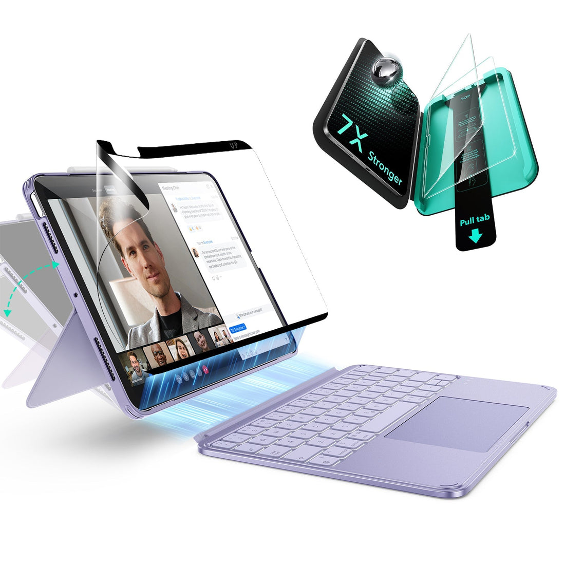 Purple iPad Air 11" (M4) 2026 Bundle Rebound Magnetic Keyboard Case 360, Armorite & Paper-Feel Screen Protectors