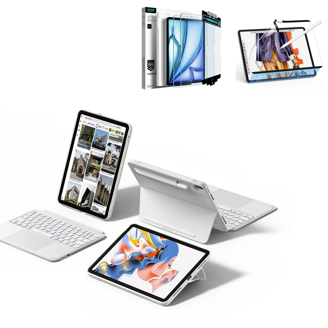 iPad Air 11" (M4) 2026 Shift Tastatur-Hülle (abnehmbar) Schutz Paper-Feel Bundle - DE Layout - White ESR ESR