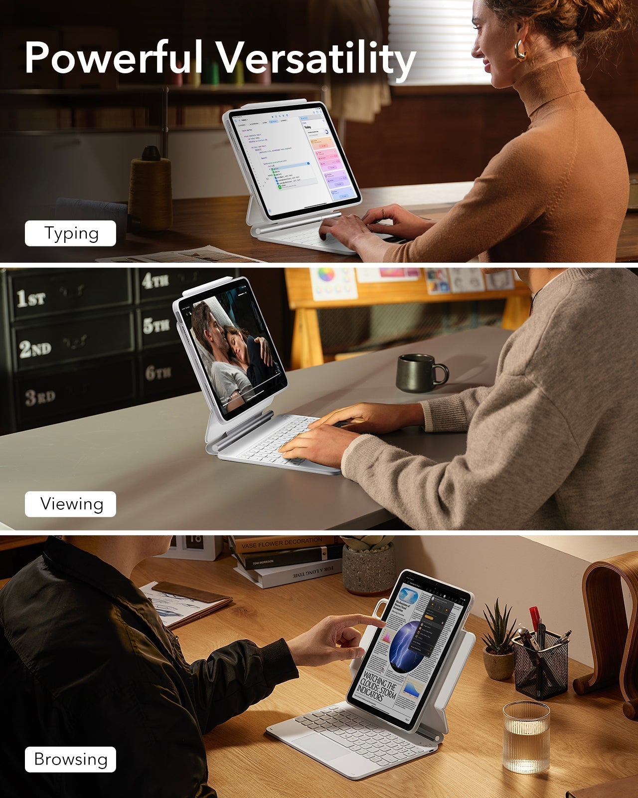 iPad Air 11" (M4, 2026) Bundle Rebound Magnet-Tastaturhülle 360° + Armorite & Paper-Feel Displayschutz-powerful versatility