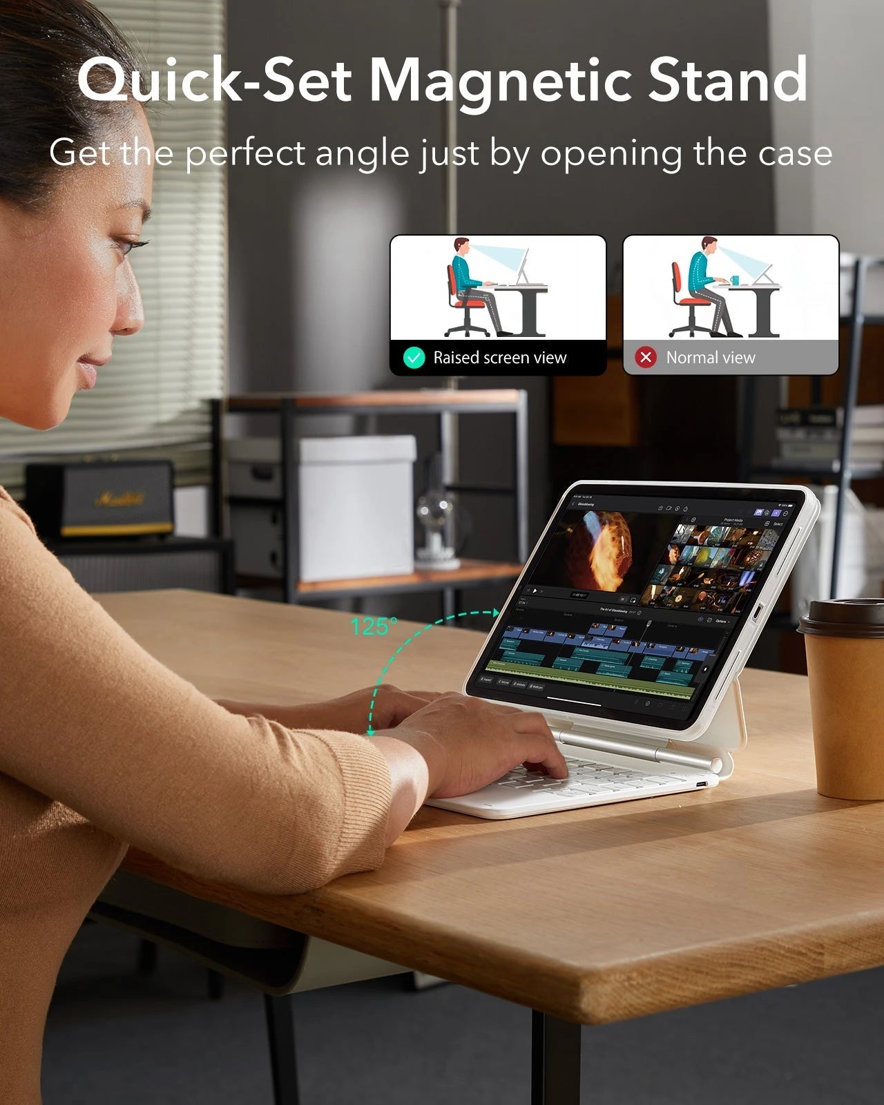 iPad Air 11" (M4, 2026) Bundle Rebound Magnet-Tastaturhülle 360° & Digital Pencil - DE Layout-White ESR ESR