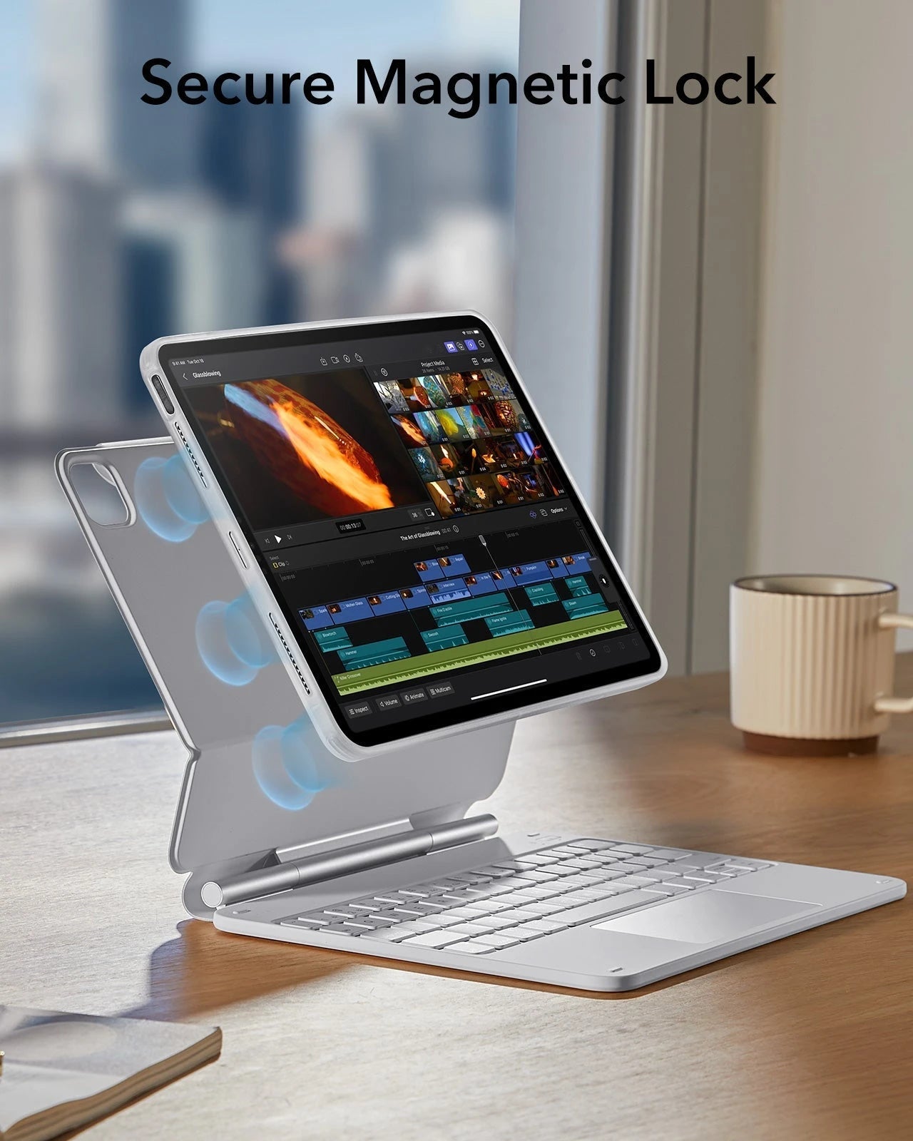 iPad Air 11" (M4, 2026) Bundle Rebound Magnet-Tastaturhülle 360° & Digital Pencil - DE Layout-White ESR ESR