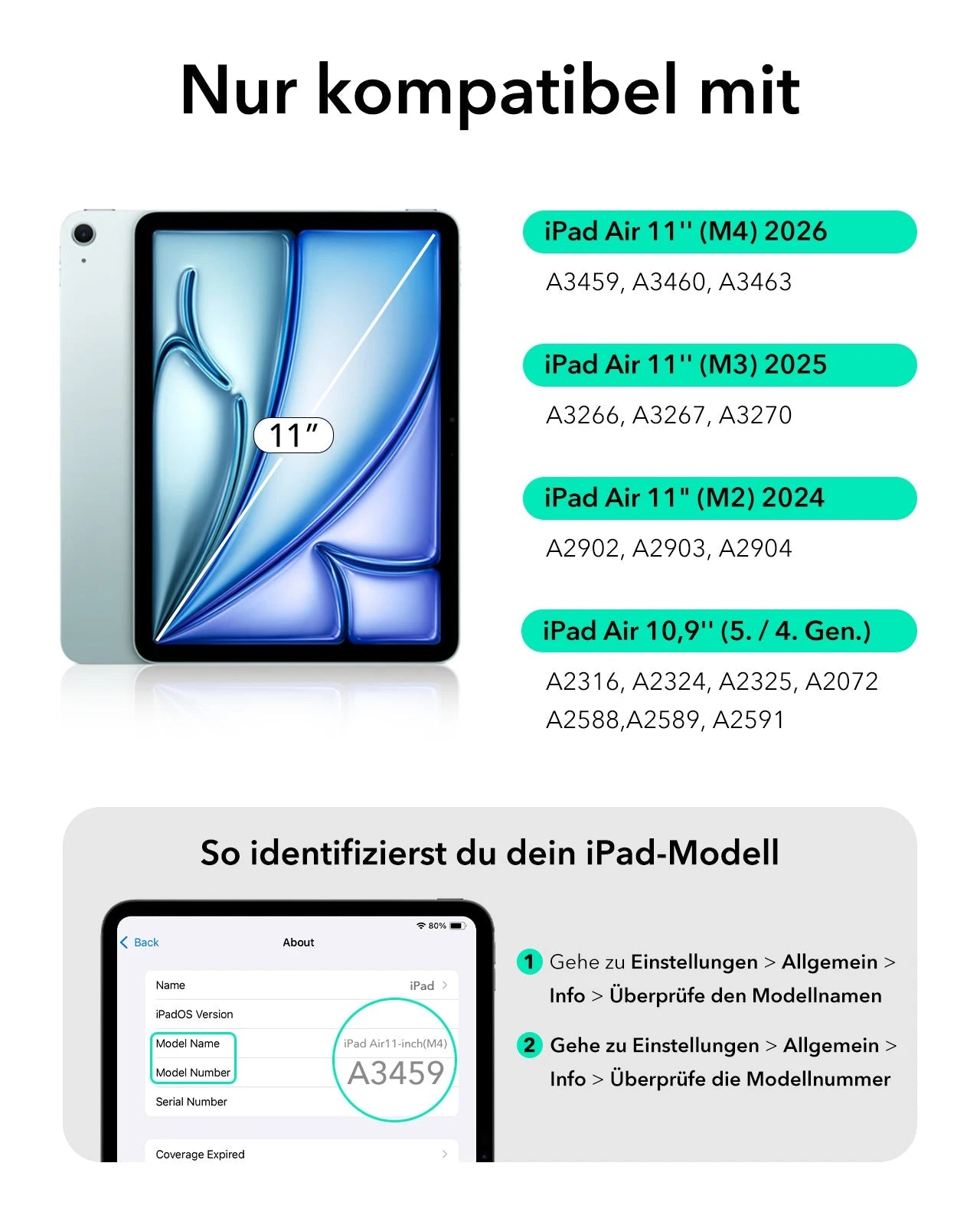 Nur Kompatibel mit Air 11(M4,2026)