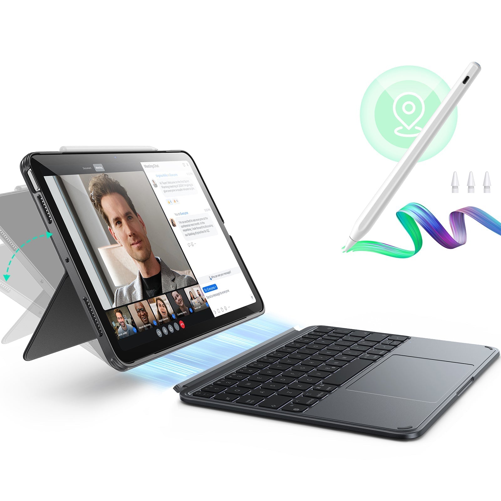 iPad Air 11" (M4, 2026) Shift Tastaturhülle (abnehmbar) mit Geo Digital Pencil Bundle