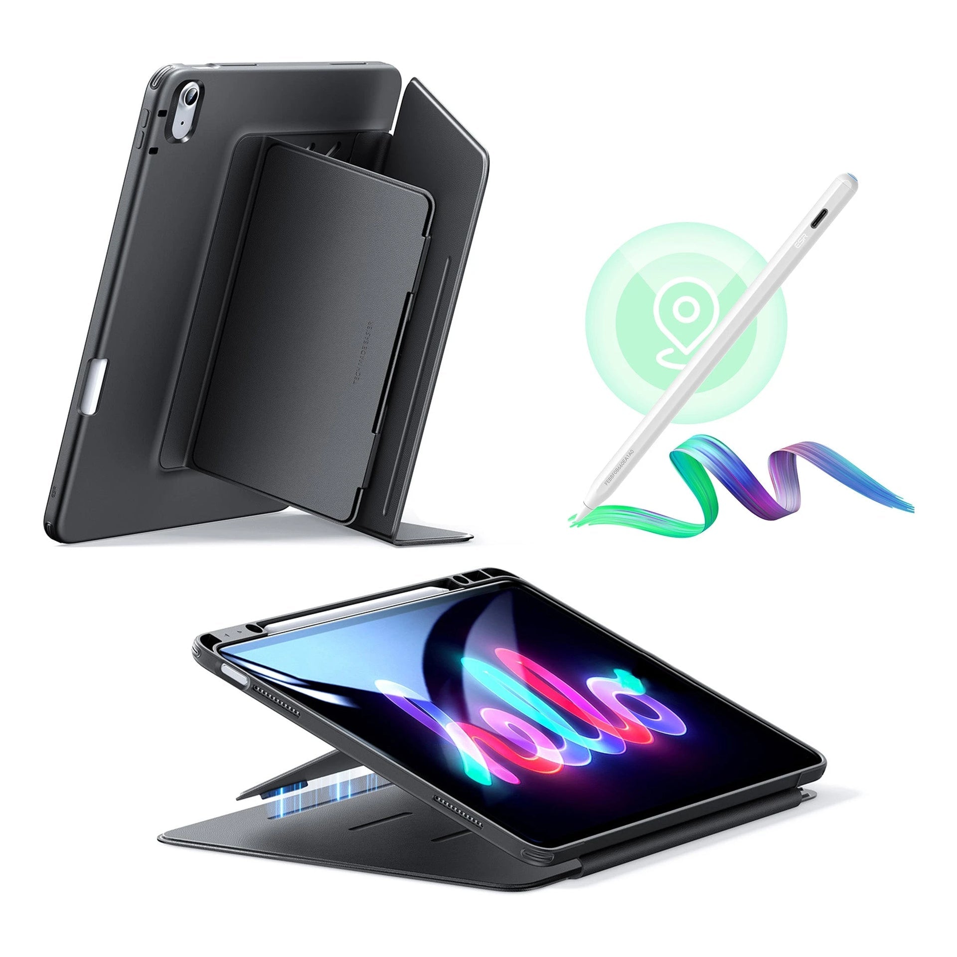 iPad Air 13" (M3) 2025 Bundle Flip Magnetic Case with Geo Digital Pencil - Black ESR ESR