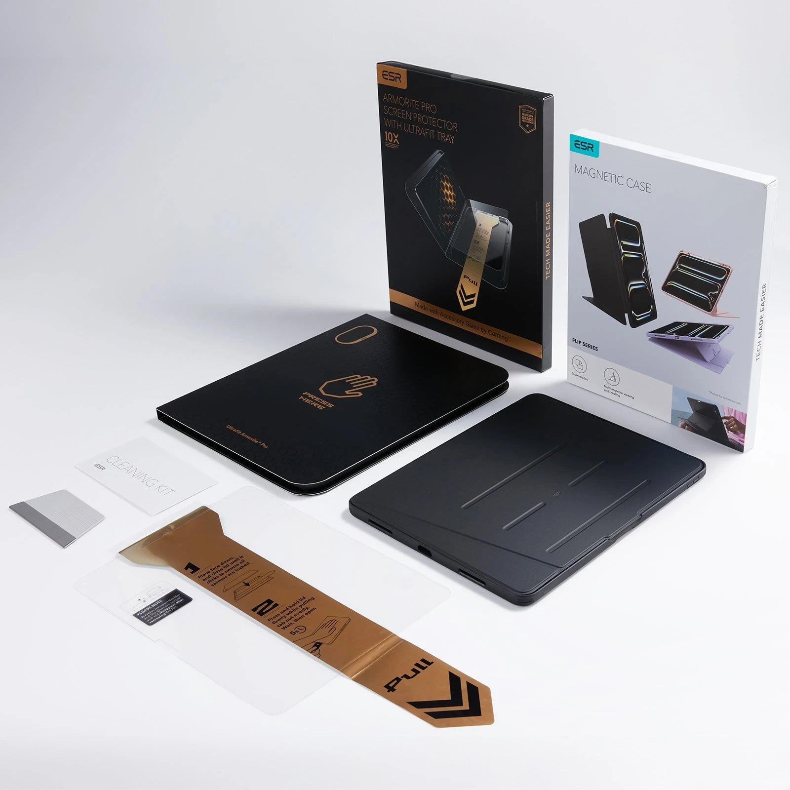iPad Air 13" (M4) 2026 Bundle Flip Magnetic Case (Pencil Holder) & Armorite® Pro Screen Protector With UltraFit Tray