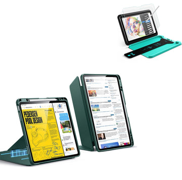 iPad Air 13" (M4) 2026 Bundle Flip Magnetic Case with Pencil Holder & Armorite® Paper-Feel Protection - Green