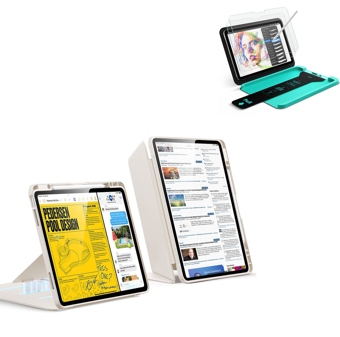 iPad Air 13" (M4) 2026 Bundle Flip Magnetic Case with Pencil Holder & Armorite® Paper-Feel Protection - Starlight