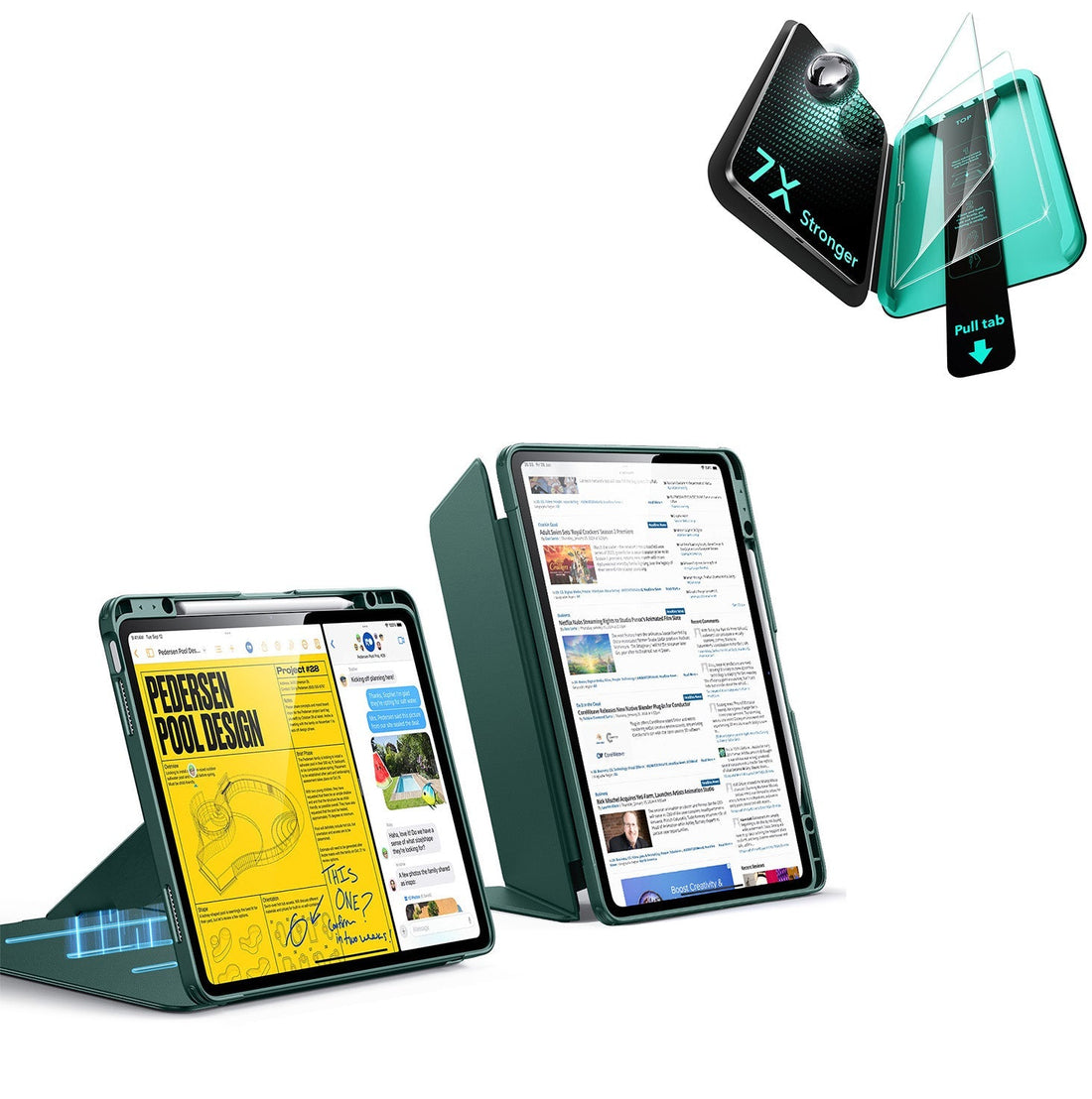 iPad Air 13" (M4) 2026 Bundle Flip Magnetic Case with Pencil Holder & Armorite® Protection - Green