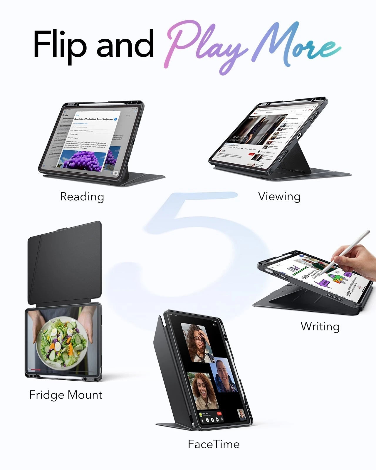 iPad Air 13" (M4) 2026 Bundle Flip Magnetic Case with Pencil Holder, Paper-Feel Magnetic & Armorite® Protection - Black ESR ESR