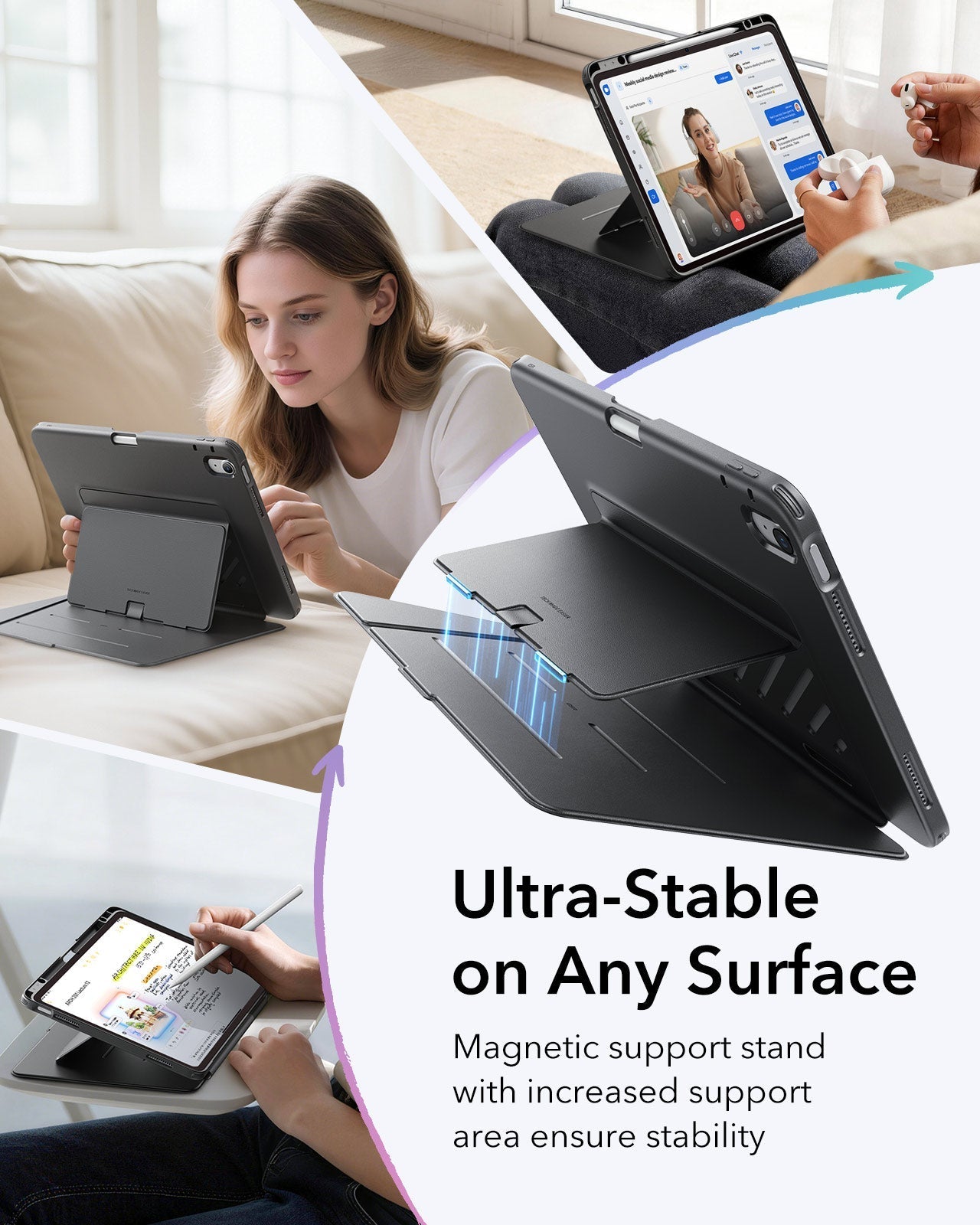 iPad Air 13" (M4) 2026 Bundle Flip Magnetic Case with Pencil Holder, Paper-Feel Magnetic & Armorite® Protection - Black ESR ESR