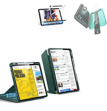 iPad Air 13" (M4) 2026 Bundle Flip Magnetic Case with Pencil Holder, Paper-Feel Magnetic & Armorite® Protection - Green