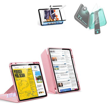 iPad Air 13" (M4) 2026 Bundle Flip Magnetic Case with Pencil Holder, Paper-Feel Magnetic & Armorite® Protection - Pink