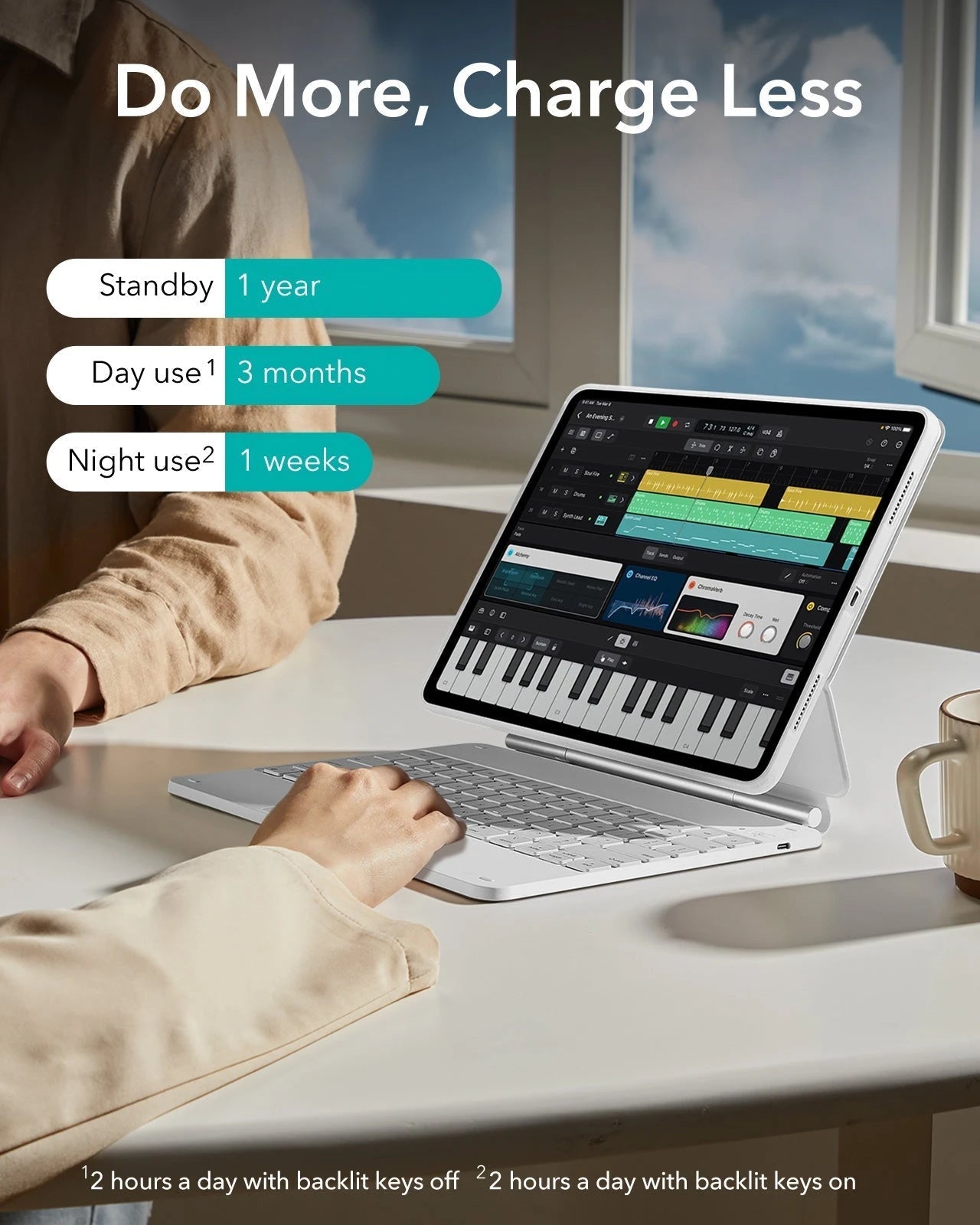 iPad Air 13" (M4) 2026 Bundle Rebound Magnetic Keyboard Case 360 & Digital Pencil-US Layout-White ESR ESR