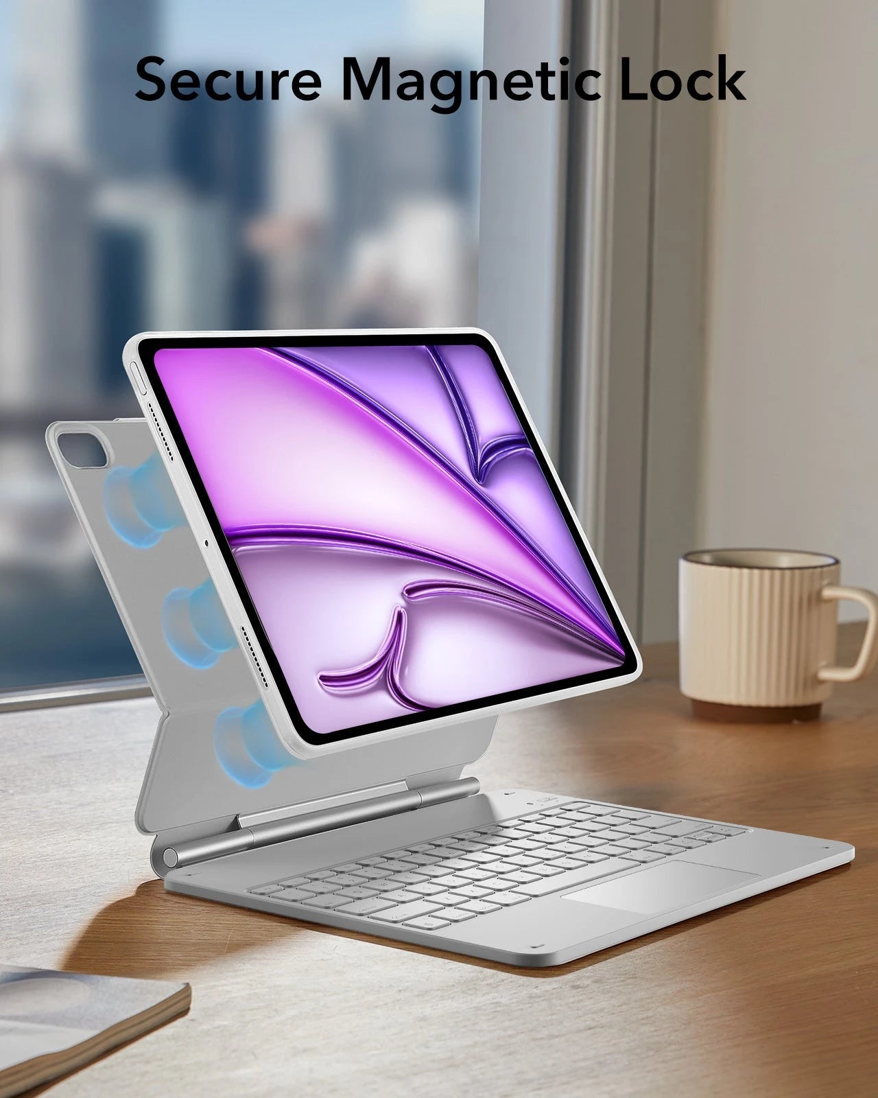 iPad Air 13" (M4) 2026 Bundle Rebound Magnetic Keyboard Case 360 & Screen Protectors - US Layout-White ESR ESR