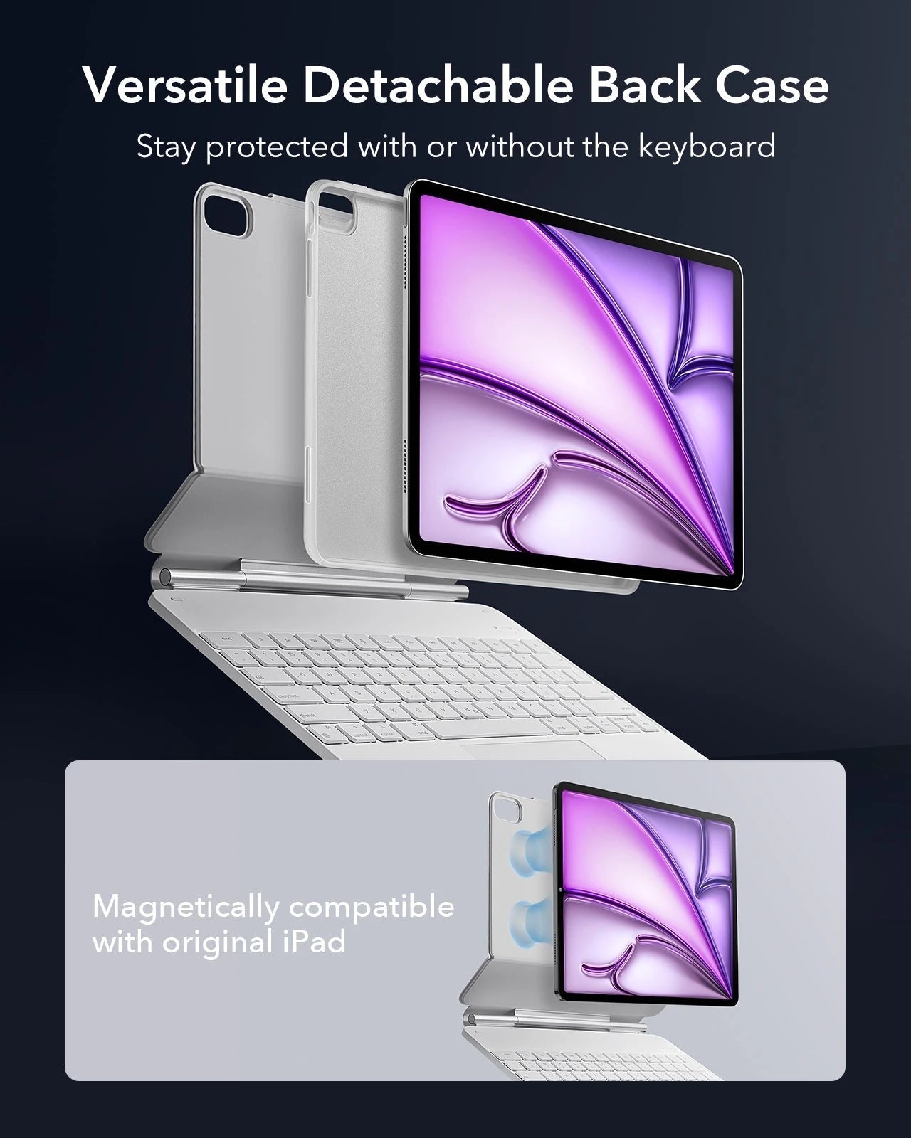 White_Rebound_Folio_Keyboard_Case_for_iPad_Air_13-inch_M4_2026_ESR_360_Versatile Detachable back case