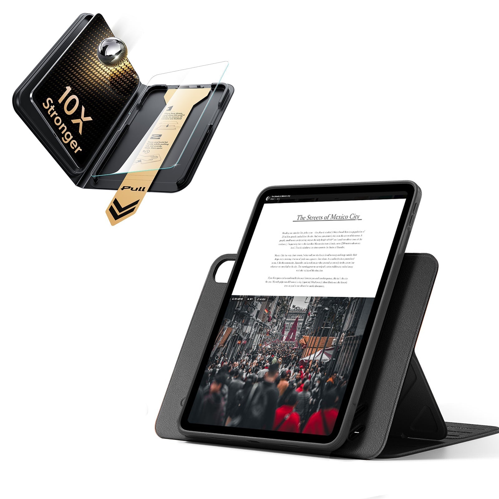 iPad Air 13" (M4) 2026 Bundle Shift Magnetic Case & Armorite Pro Screen Protector With UltraFit Tray - Black