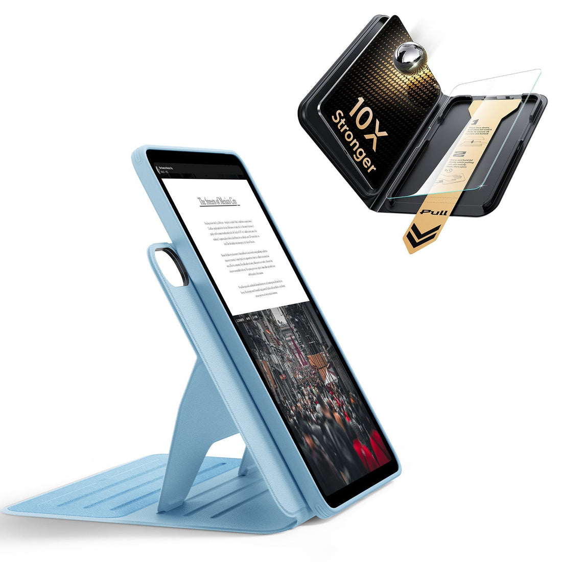iPad Air 13" (M4) 2026 Bundle Shift Magnetic Case & Armorite Pro Screen Protector With UltraFit Tray - Blue