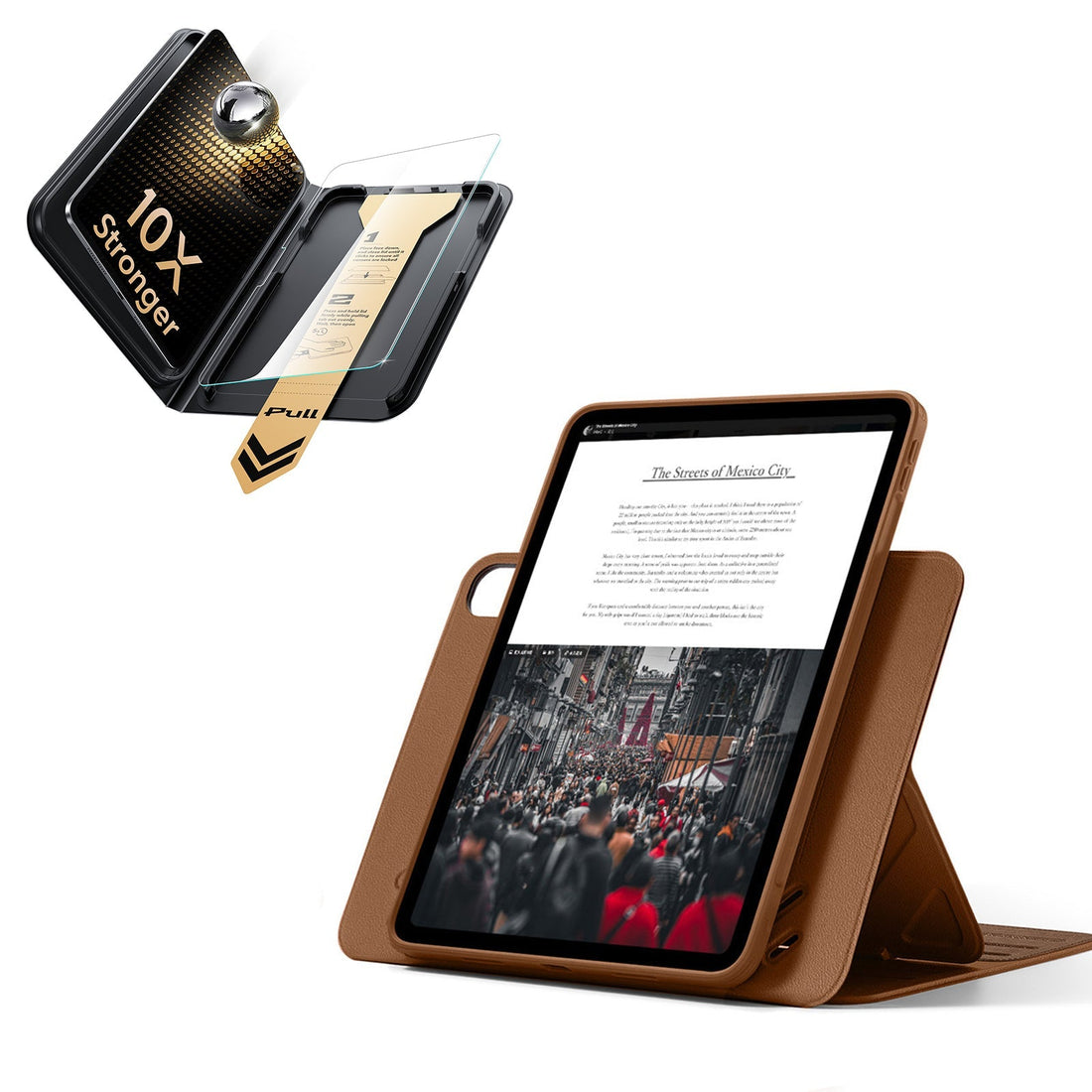 iPad Air 13" (M4) 2026 Bundle Shift Magnetic Case & Armorite Pro Screen Protector With UltraFit Tray - Brown