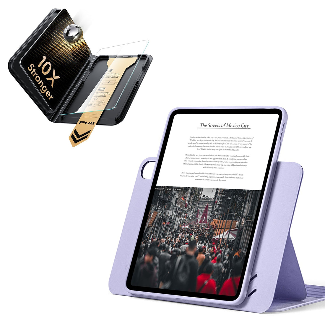 iPad Air 13" (M4) 2026 Bundle Shift Magnetic Case & Armorite Pro Screen Protector With UltraFit Tray - Light Purple