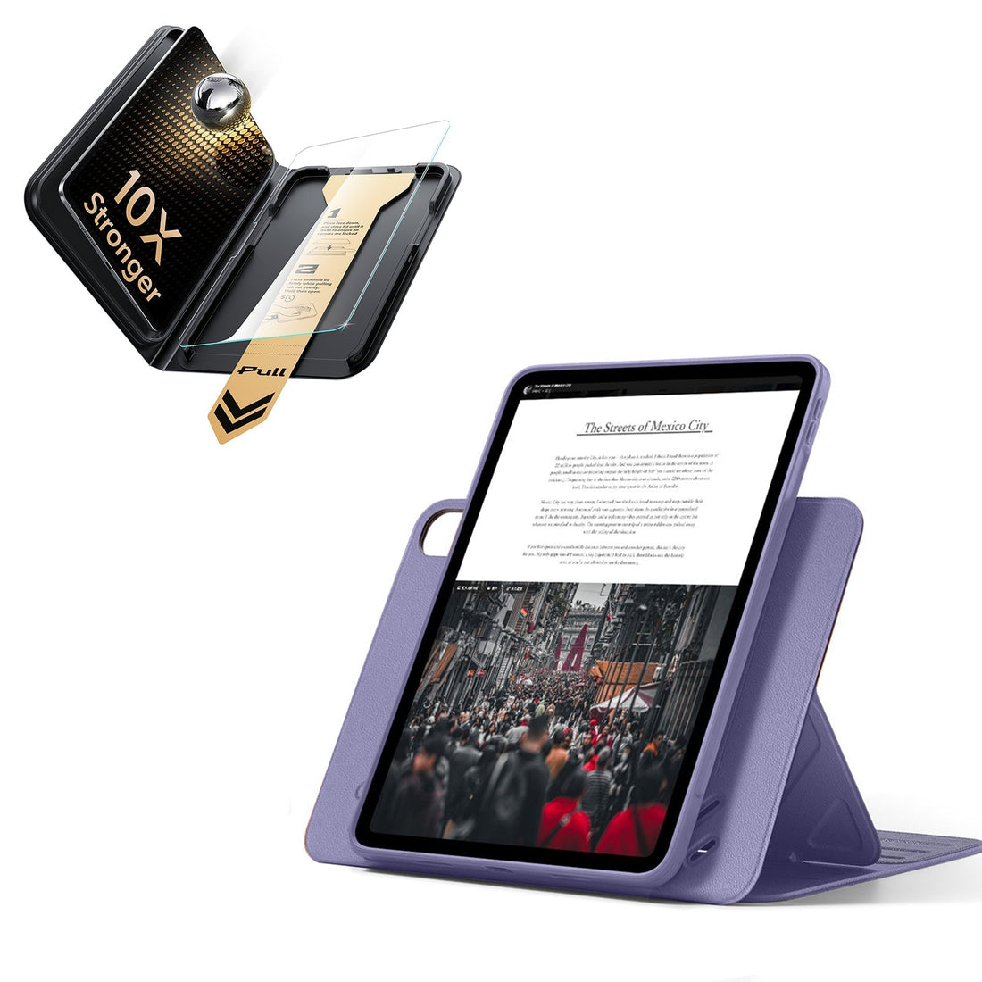 iPad Air 13" (M4) 2026 Bundle Shift Magnetic Case & Armorite Pro Screen Protector With UltraFit Tray - Purple