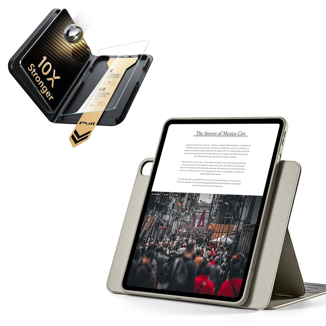 iPad Air 13" (M4) 2026 Bundle Shift Magnetic Case & Armorite Pro Screen Protector With UltraFit Tray - Titanium