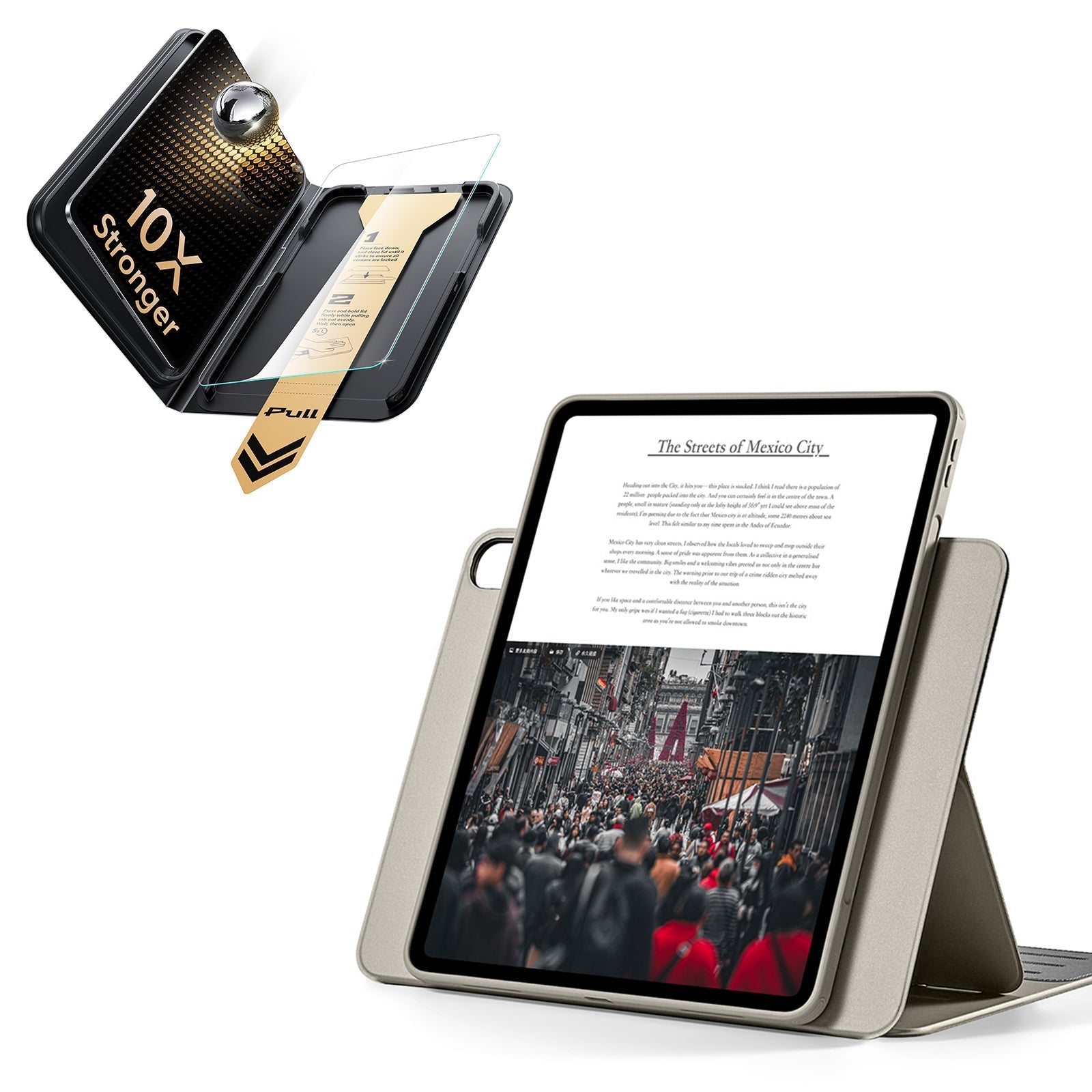 iPad Air 13" (M4) 2026 Bundle Shift Magnetic Case & Armorite Pro Screen Protector With UltraFit Tray - Titanium