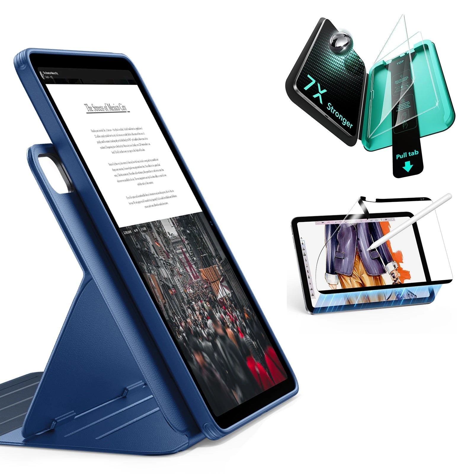 iPad Air 13" (M4) 2026 Bundle Shift Magnetic Case, Papel-Feel Magnetic & Armorite® Protection - Navy Blue ESR ESR