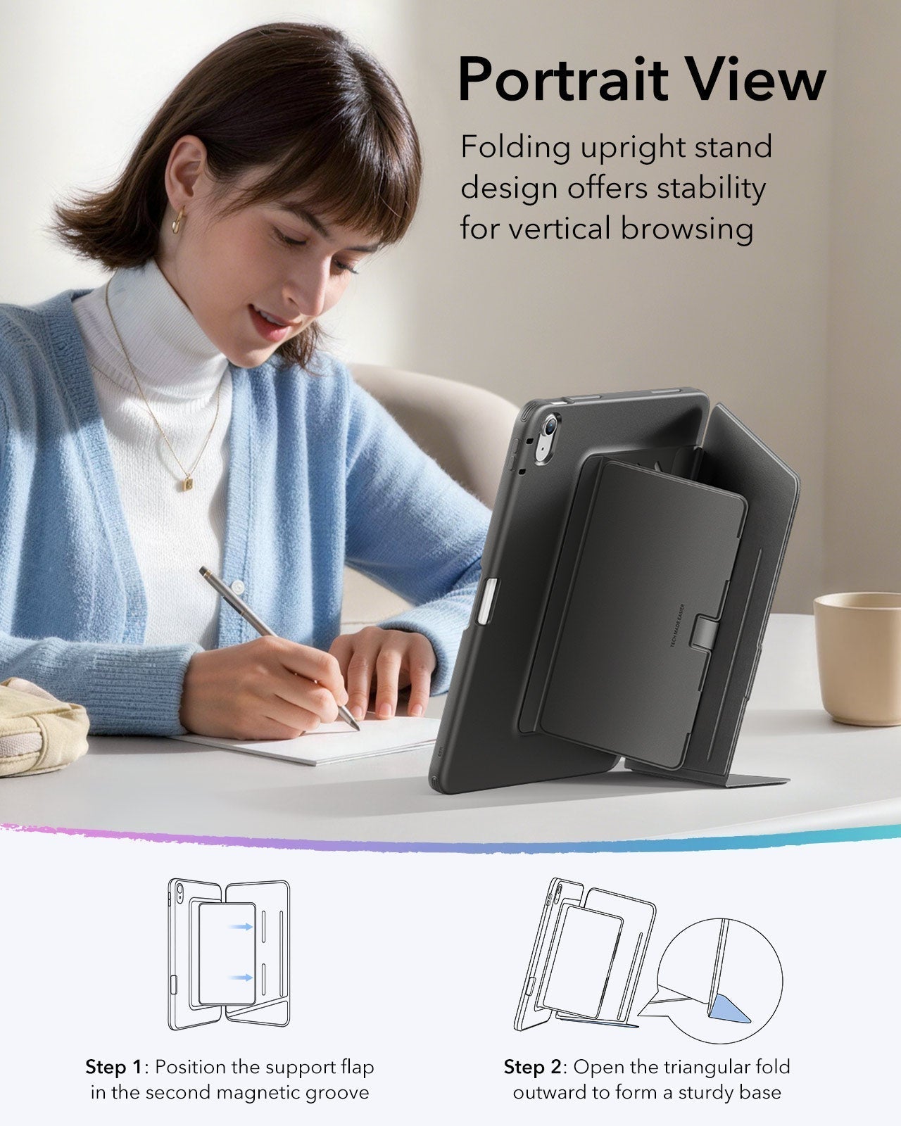 iPad Air 13" (M4) 2026 Flip Magnetic Case with Pencil Holder - Black ESR ESR