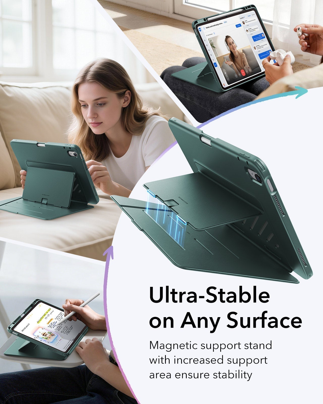 iPad Air 13" (M4) 2026 Flip Magnetic Case with Pencil Holder - Green ESR ESR