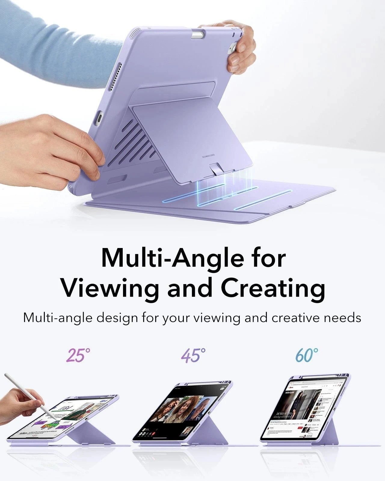 iPad Air 13" (M4) 2026 Flip Magnetic Case with Pencil Holder - Light Purple ESR ESR