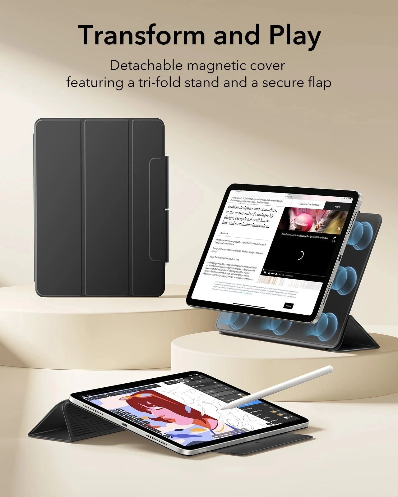 iPad Air 13" (M4) 2026 Rebound Magnetic Case - Black ESR ESR