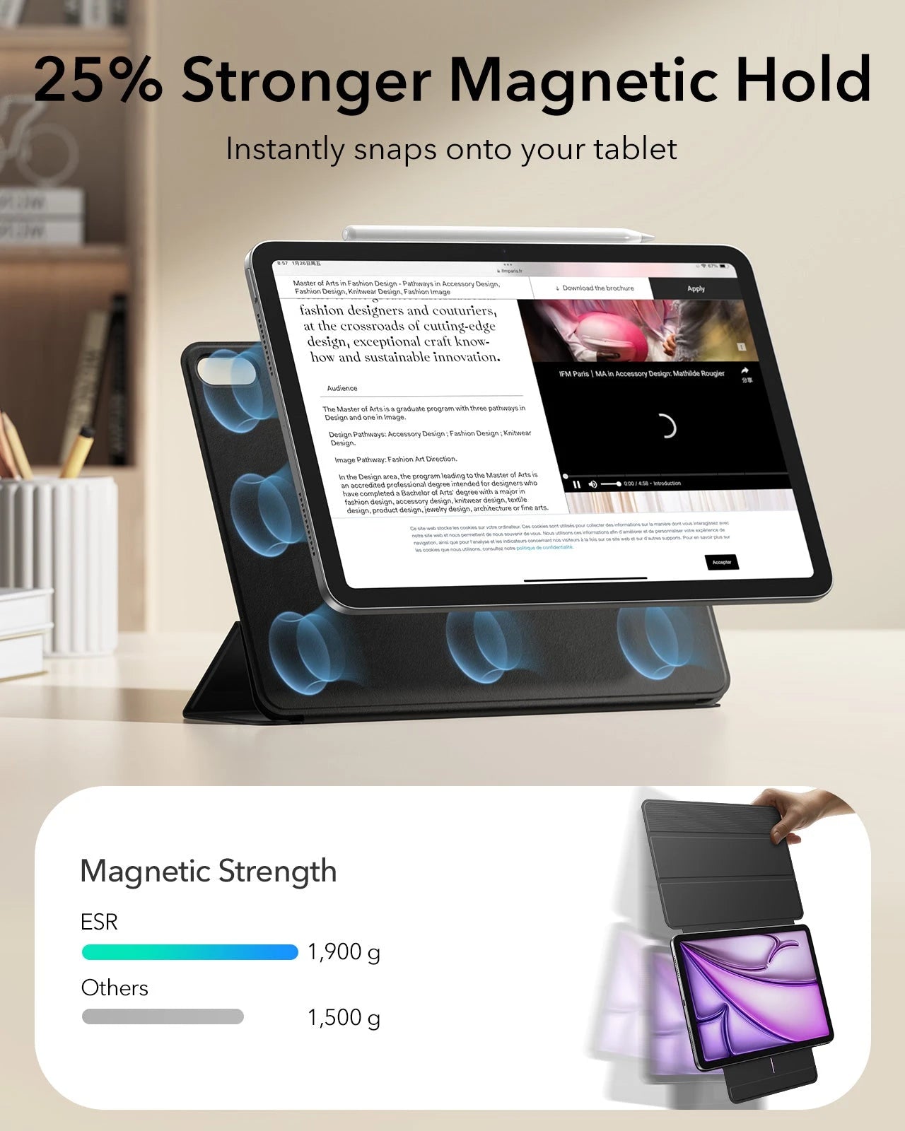 iPad Air 13" (M4) 2026 Rebound Magnetic Case - Black ESR ESR