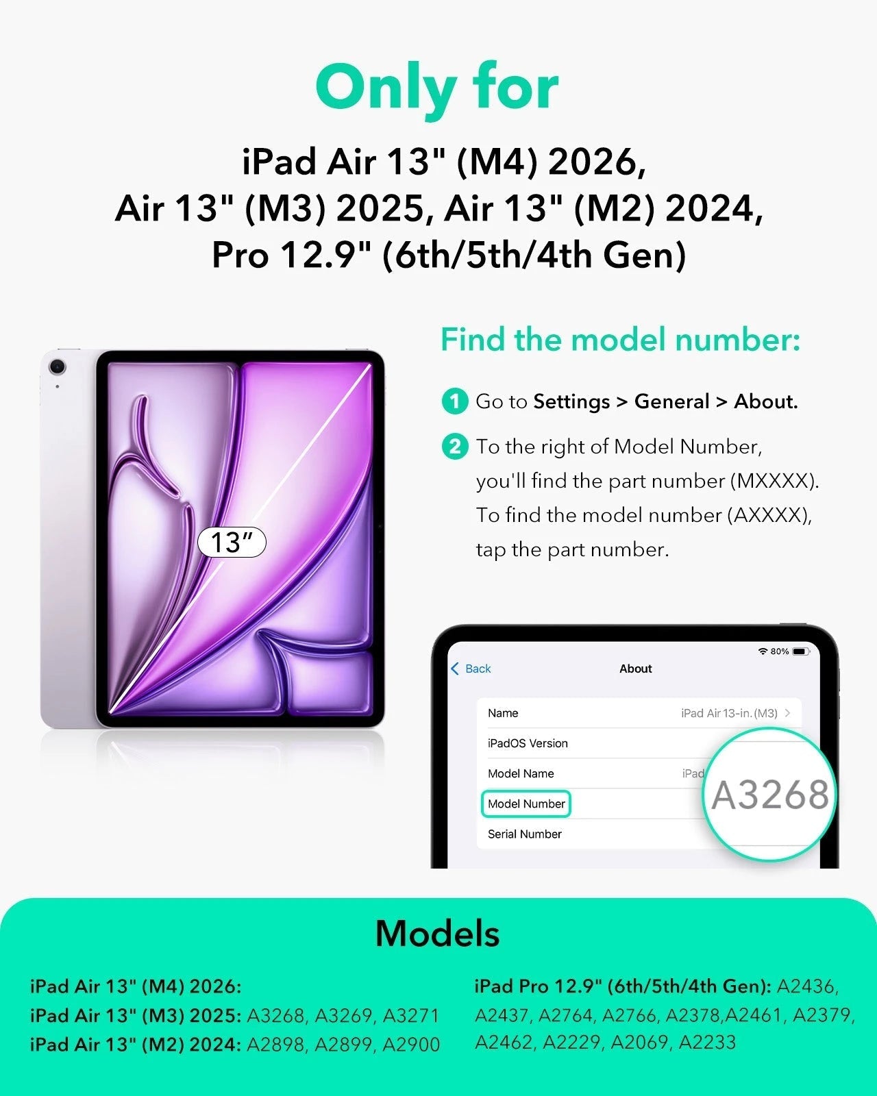 iPad Air 13" (M4) 2026 Rebound Magnetic Case - Light Purple ESR ESR