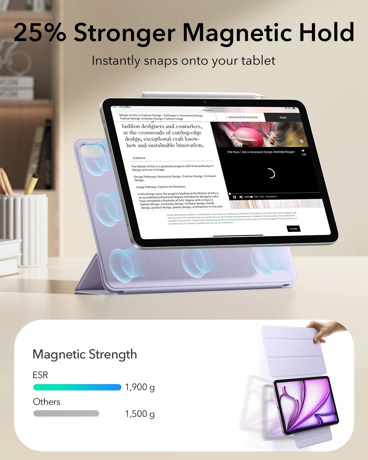 iPad Air 13" (M4) 2026 Rebound Magnetic Case - Light Purple ESR ESR