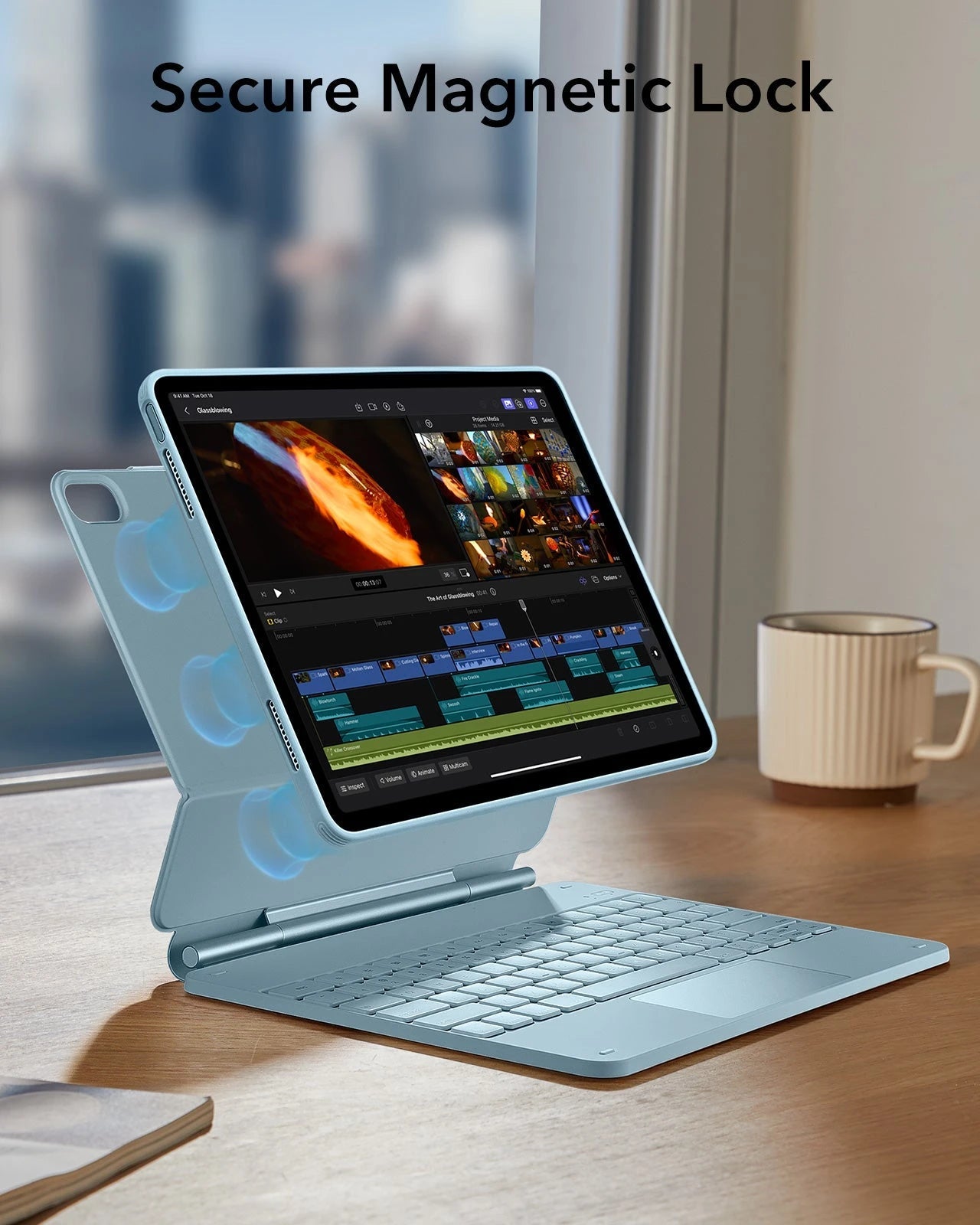  Rebound Folio Keyboard Case for iPad Air 13-inch (M4) 2026 -secure magnetic lock