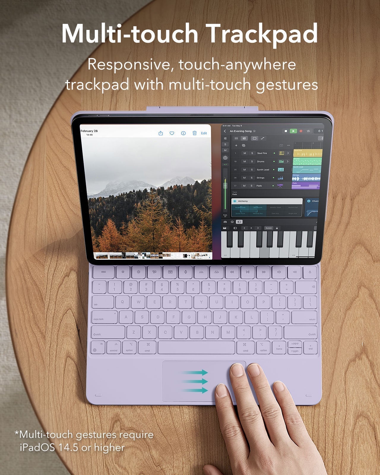  iPad Air 13-inch (M4) 2026 Keyboard Case with Pencil Holder-purple case