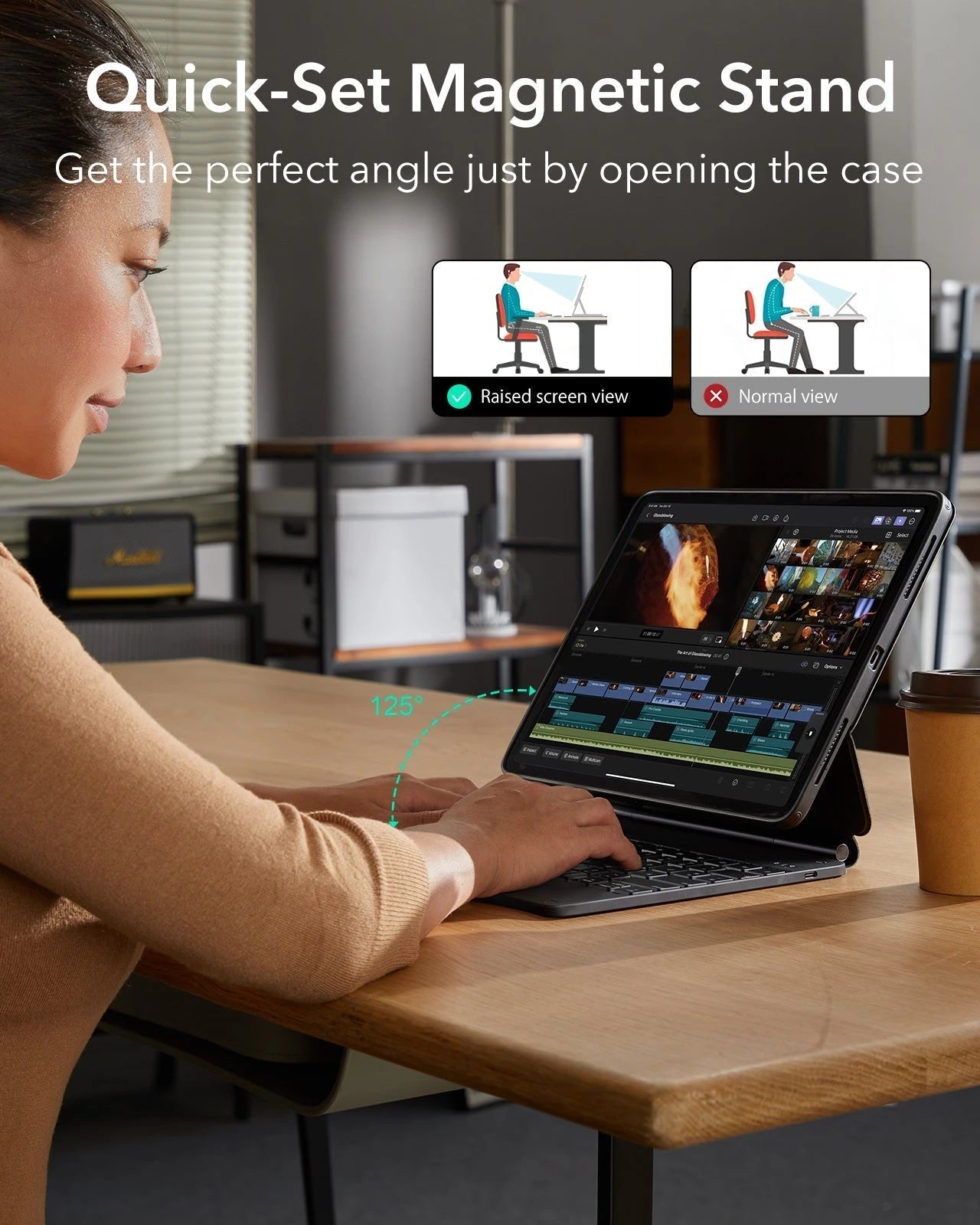 iPad Air 13" (M4, 2026) Bundle Rebound Magnet-Tastaturhülle 360° & Displayschutz-Quick-set magnetic stand