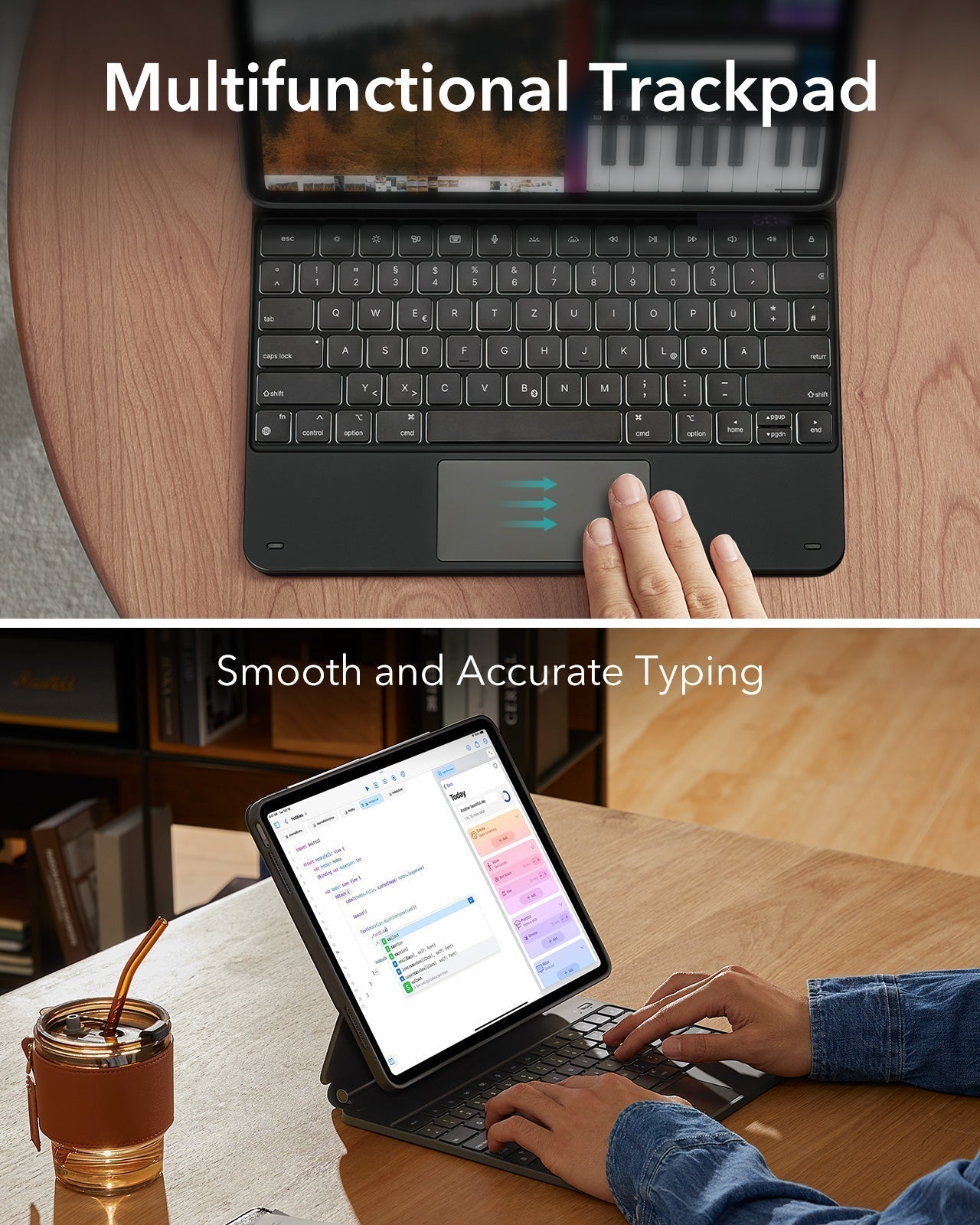 iPad Air 13" (M4, 2026) Bundle Rebound Magnet-Tastaturhülle 360° & Displayschutz-multifunctional trackpad